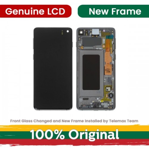 LCD displejs saderīgs ar Samsung G973 S10 ar rāmi / Prism Green / (Atjaunots: Telemax)