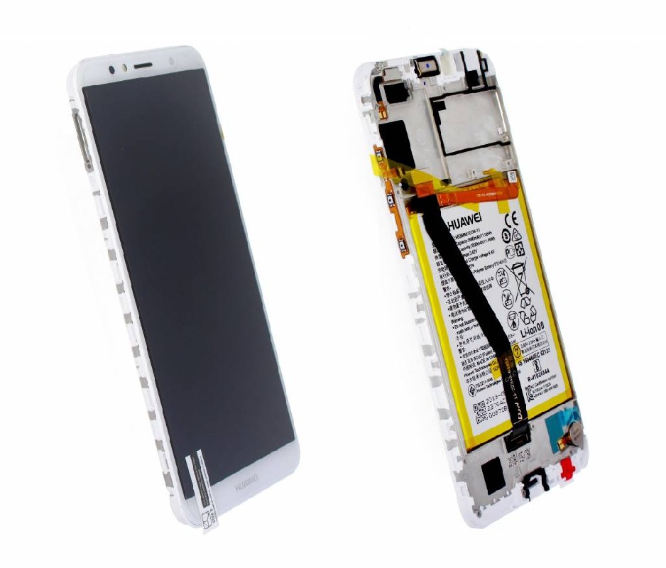 LCD screen Huawei Y6 2018/Y6 Prime 2018 ar touch screen ar frame un baterija Balts original (service pack)