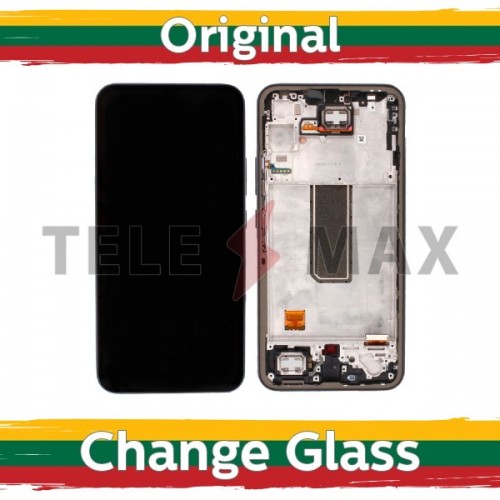 LCD displejs saderīgs ar Samsung A346 A34 5G ar rāmi / melns / (Atjaunots: Telemax)
