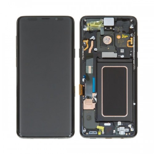 LCD displejs saderīgs ar Samsung G965 S9 Plus ar rāmi / Midnight Black / HQ