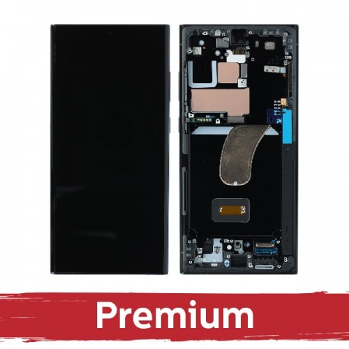 LCD displejs saderīgs ar Samsung S918 S23 Ultra ar rāmi / zaļš / OEM