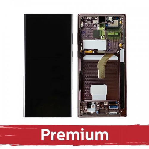 LCD displejs saderīgs ar Samsung S908 S22 Ultra ar rāmi / Burgundy / OEM