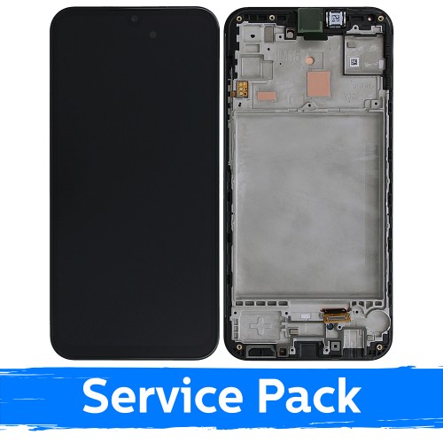 LCD displejs saderīgs ar Samsung M156 M15 5G melns ar rāmi (Service Pack)