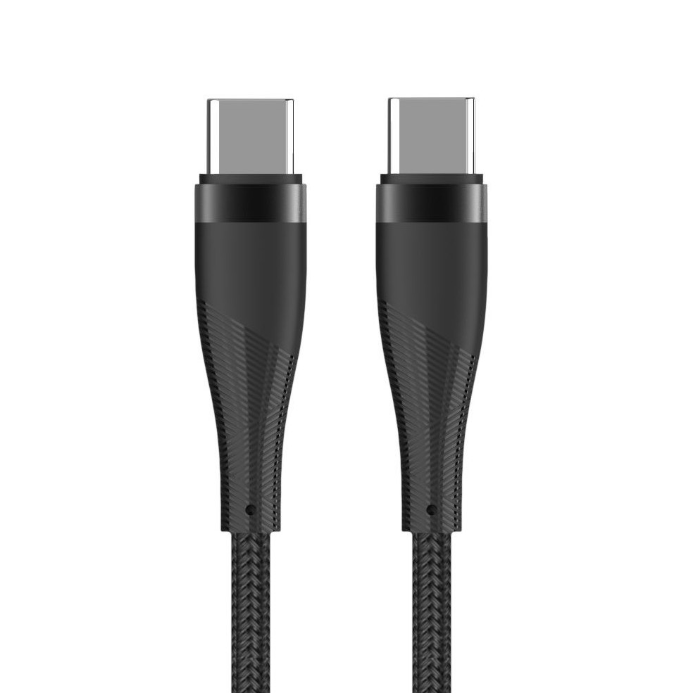 Maxlife MXUC-08 kabelis USB-C - USB-C 1,0 m 100W melns neilona