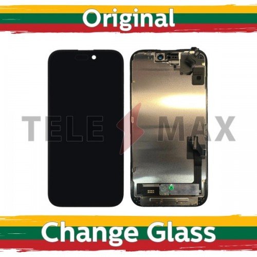 LCD displejs saderīgs ar iPhone 15 melns (Renewed: Telemax)