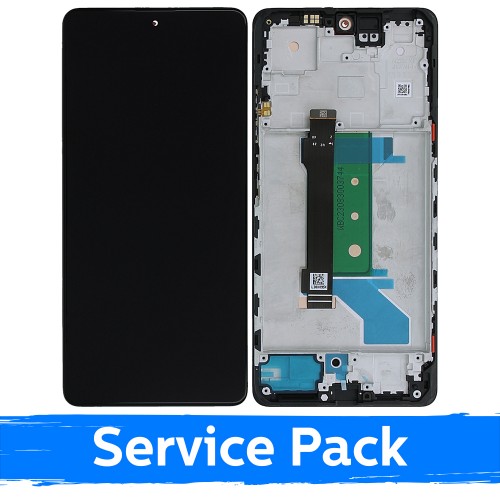LCD displejs saderīgs ar Xiaomi Redmi Note 12 Pro+ 5G melns ar rāmi (Service Pack)