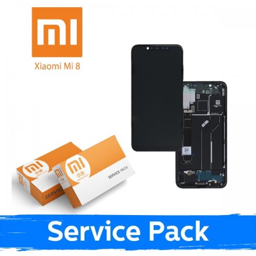 LCD displejs saderīgs ar Xiaomi Mi 8 ar rāmi / zeltains / (Service Pack)