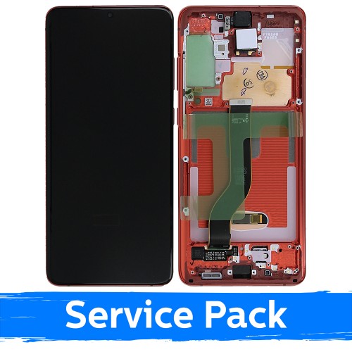 LCD displejs saderīgs ar Samsung G986 (G985) S20 Plus ar rāmi / Aura Red / (Service Pack)