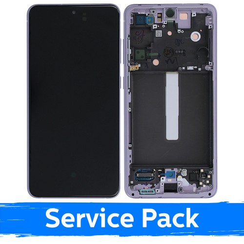 LCD displejs saderīgs ar Samsung G990 S21 FE 5G ar rāmi / Lavender / (Service Pack)