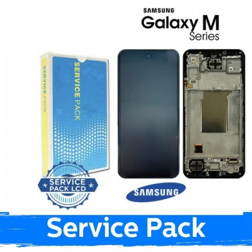 LCD displejs saderīgs ar Samsung M356 M35 5G melns ar rāmi (Service Pack)