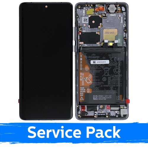 LCD displejs saderīgs ar Huawei P50 Pro ar rāmi / Golden Black / (Service Pack)