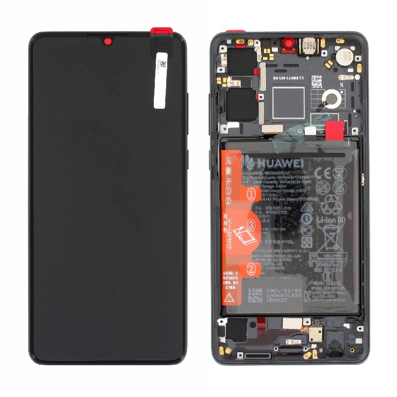 LCD screen Huawei P30 (new version 2021) ar touch screen ar frame un baterija Melns original (service pack)