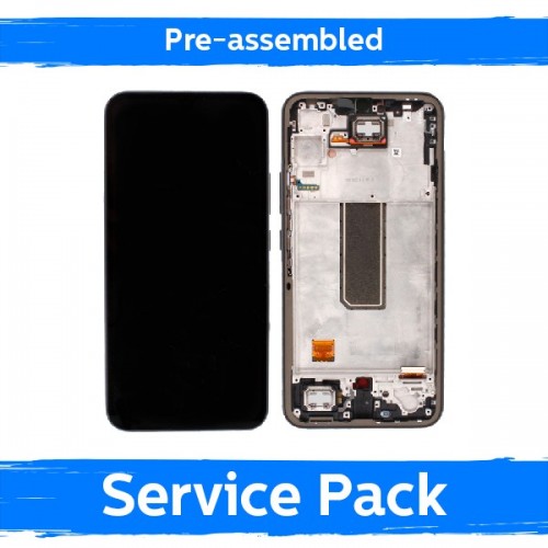 LCD displejs saderīgs ar Samsung A346 A34 5G ar rāmi / Graphite / (Iepriekš samontēts Service Pack)