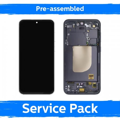 LCD displejs saderīgs ar Samsung S711 S23 FE ar rāmi / Graphite / (Iepriekš samontēts Service Pack)