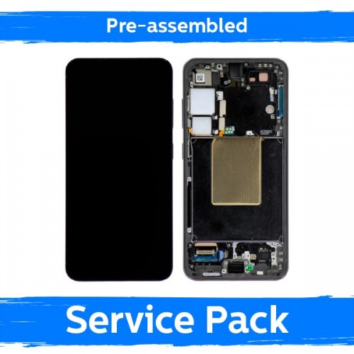 LCD displejs saderīgs ar Samsung S921 S24 ar rāmi / Marble Grey / (Iepriekš samontēts Service Pack)