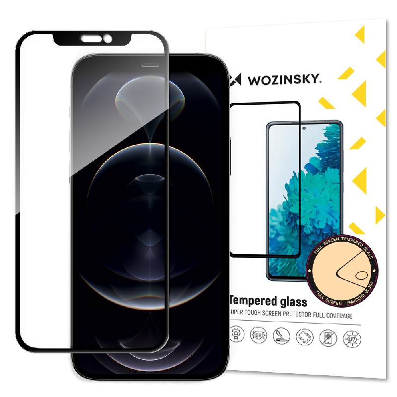 Screen protection glass "Wozinsky 5D Full Glue" Apple iPhone 14/13/13 Pro maciņš-friendly melns