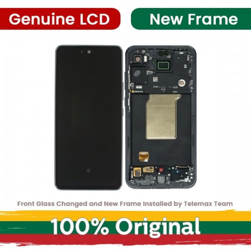 LCD displejs saderīgs ar Samsung A556 A55 5G ar rāmi / Lemon / (atjaunots: Telemax)