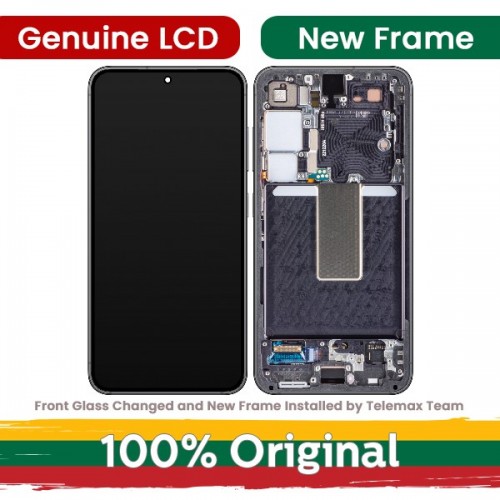 LCD displejs saderīgs ar Samsung S911 S23 ar rāmi / Cream / (atjaunots: Telemax)