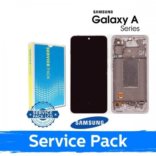 LCD displejs saderīgs ar Samsung A566 A56 5G ar rāmi / rozā / (Service Pack)