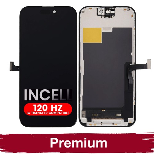 LCD displejs saderīgs ar iPhone 15 Pro melns (120Hz / INCELL / Premium) /*Removable IC*/