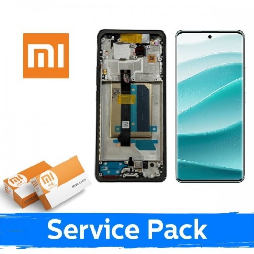 LCD displejs saderīgs ar Xiaomi Redmi Note 14 Pro+ 5G ar rāmi / Pusnakts melns / (Service Pack)