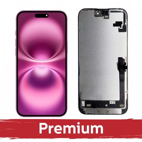 LCD displejs saderīgs ar iPhone 16 Plus melns (Hard OLED / Premium) /*Removable IC*/