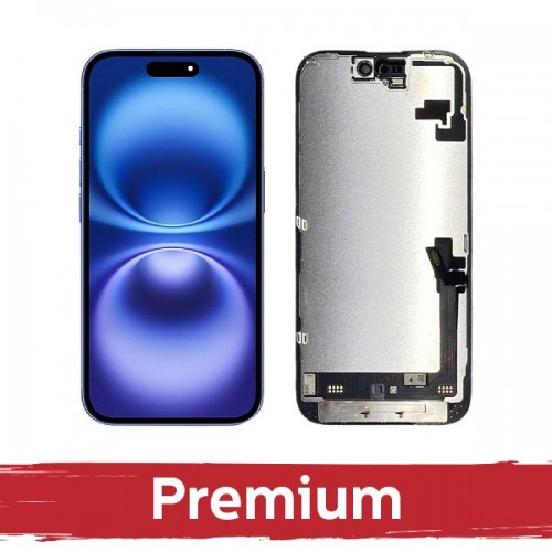 LCD displejs saderīgs ar iPhone 16 melns (Hard OLED / Premium) /*Removable IC*/