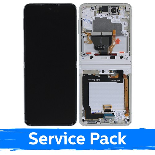 LCD displejs saderīgs ar Samsung F711 Z Flip3 (INNER) ar rāmi / Krēmkrāsa / (Service Pack)