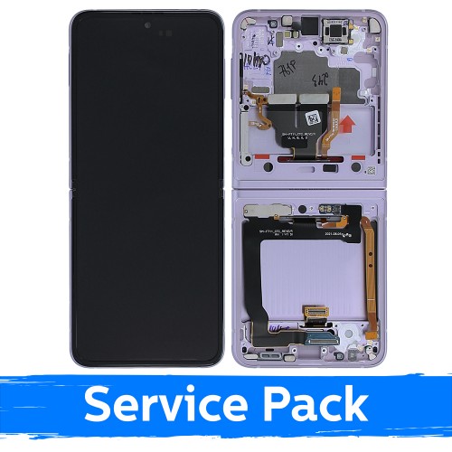 LCD displejs saderīgs ar Samsung F711 Z Flip3 (INNER) ar rāmi / Lavanda / (Service Pack)