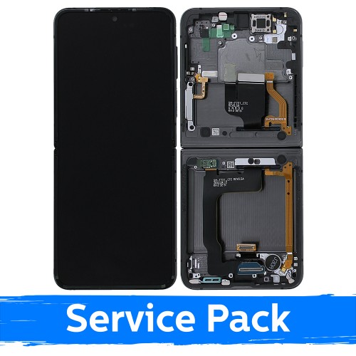 LCD displejs saderīgs ar Samsung F721 Z Flip4 (INNER) ar rāmi / Grafīts / (Service Pack)