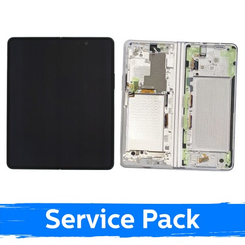 LCD displejs saderīgs ar Samsung F926 Z Fold3 (INNER) ar rāmi / Phantom Silver / (Service Pack)