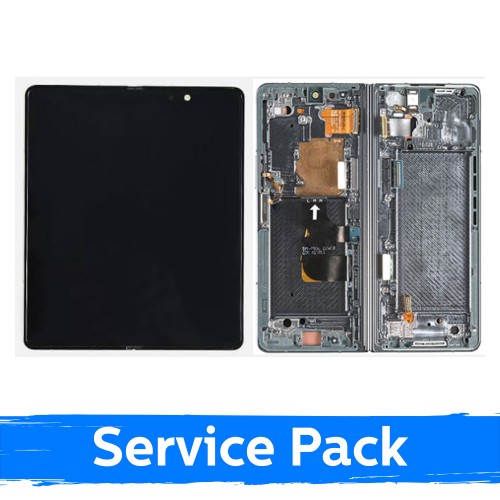 LCD displejs saderīgs ar Samsung F936 Z Fold4 (INNER) ar rāmi / Pelēkzaļš / (Service Pack)