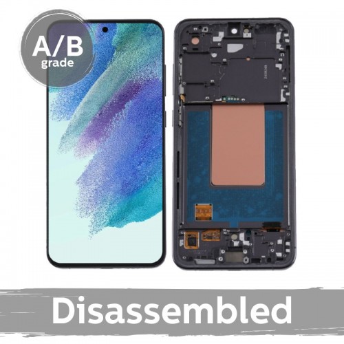 LCD displejs saderīgs ar Samsung S721 S24 FE ar rāmi / pelēks (sudrabs) / (9.5/10 izjaukts)