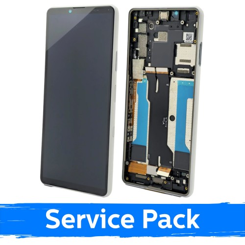 LCD ekrāns saderīgs ar Sony Xperia 10 III balts ar rāmi (Service Pack)
