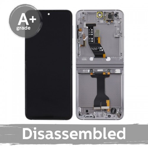 LCD ekrāns saderīgs ar Samsung F741 Z Flip6 (INNER) ar rāmi / Silver Shadow / (10/10 disassembled)