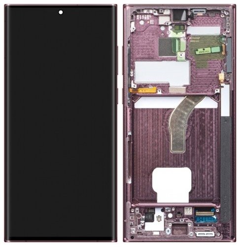 LCD screen Samsung S908 S22 Ultra ar touch screen un frame Burgundy original (service pack)