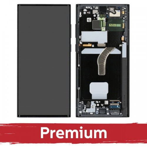 LCD ekrāns saderīgs ar Samsung S908 S22 Ultra ar rāmi / zaļš / OEM