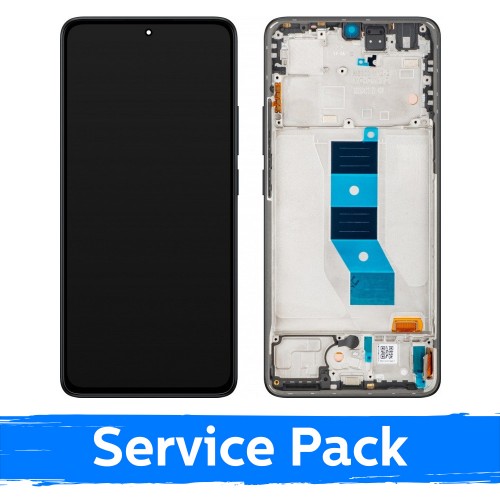 LCD displejs saderīgs ar Xiaomi Redmi Note 14 5G / Poco M7 Pro 5G ar rāmi / pusnakts melns / (Service Pack)