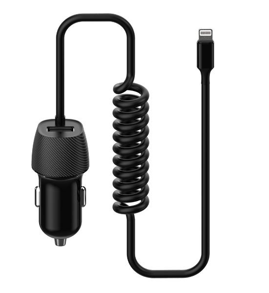 Auto lādētājs Platinet (PLCRSL) ar Lightning kabelis (1xUSB 3.4A) melns
