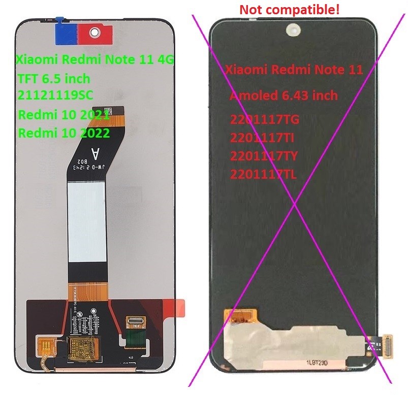 LCD screen Xiaomi Redmi 10 2021/Redmi 10 2022 ar touch screen Melns ORG
