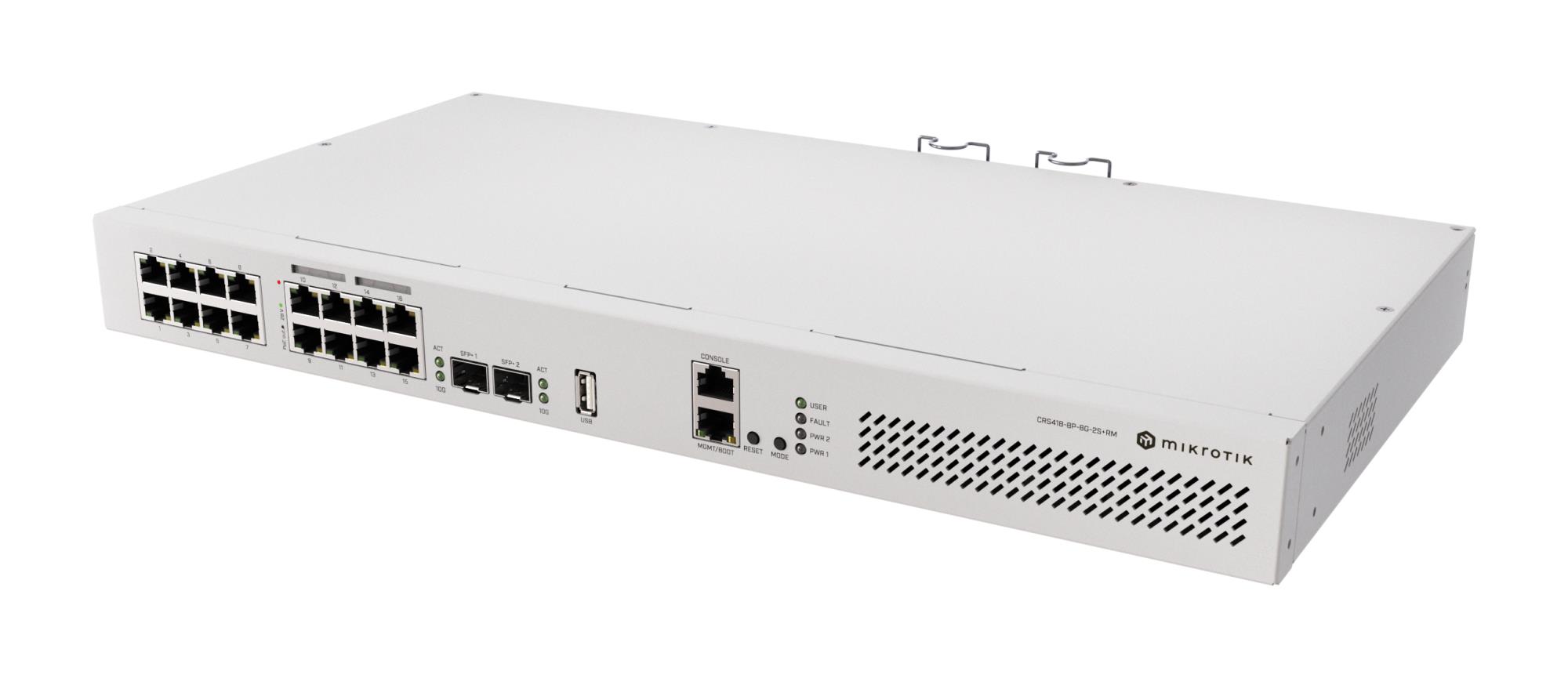 Switch|MIKROTIK|CRS418-8P-8G-2S+RM|Type L3|PoE ports 8|150 Watts|CRS418-8P-8G-2S+RM