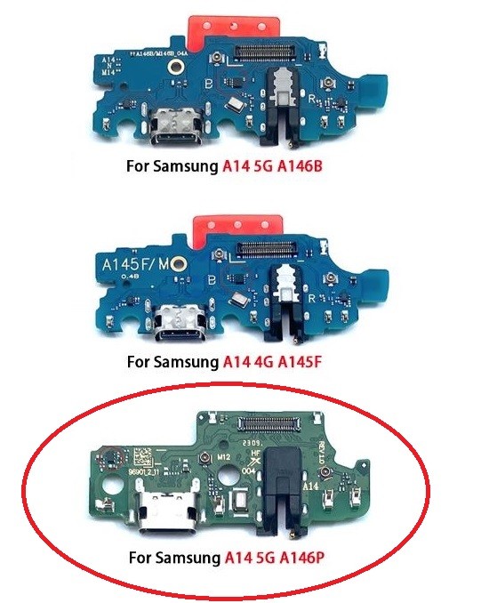 Flex Samsung A146P A14 5G 2023 priekš plugin, microphone, headphone connector original (service pack)