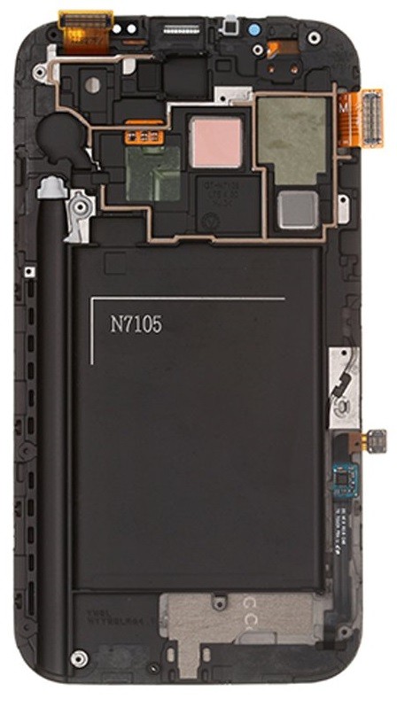LCD screen Samsung N7100 Note 2 ar touch screen un frame Pelēks original (service pack)