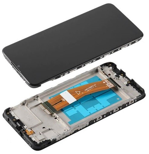 LCD screen Samsung A035G (A03 2022) ar touch screen ar frame melns original