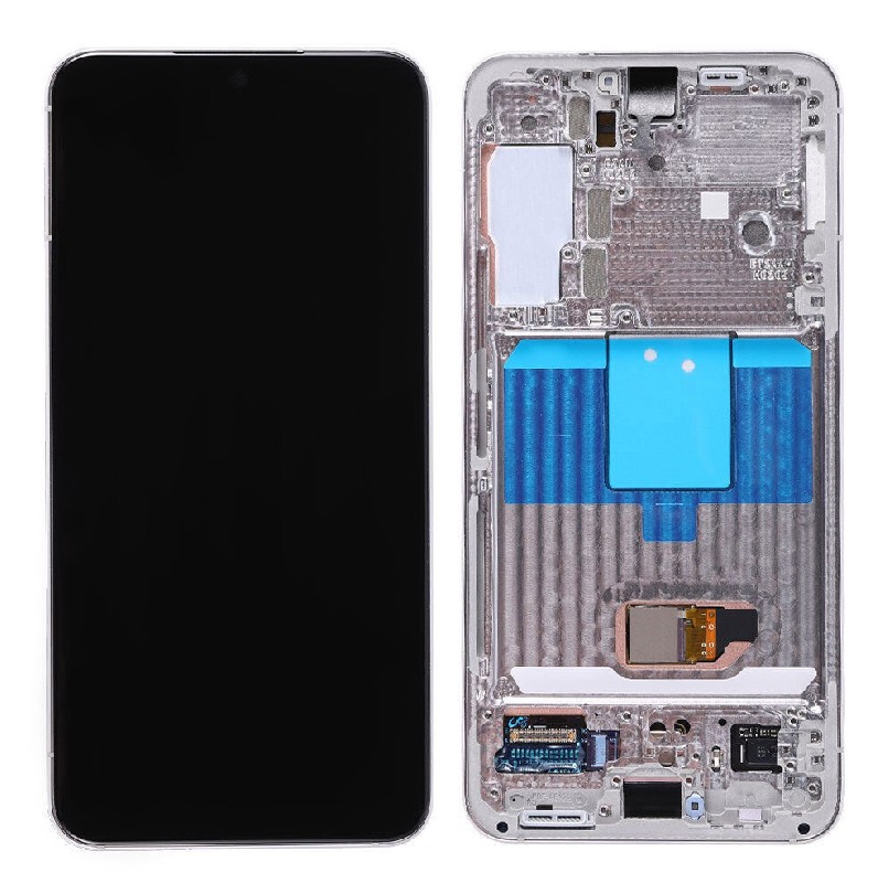LCD screen Samsung S901 S22 5G ar touch screen un frame Balts/Cream/Sky Zils original (service pack)
