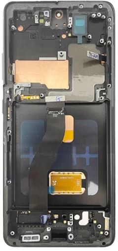 LCD screen Samsung G998 S21 Ultra ar touch screen un frame Phantom Melns OLED (real size)