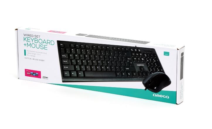 Wired keyboard un mouse OMEGA OKM-09 melns