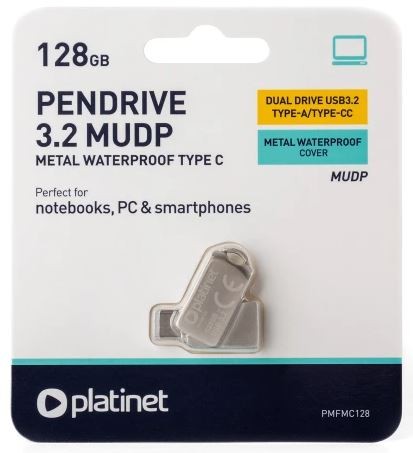 USB atmiņas zibatmiņa Platinet Metal UDP 128GB USB 3.2 + Type-C