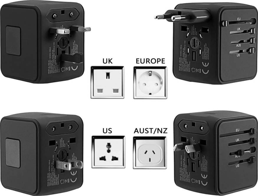 Lādētājs Travel SET (SL-209PQ-2) (2xUSB; 1xUSB-C; US/UK/EUR/AUS) melns