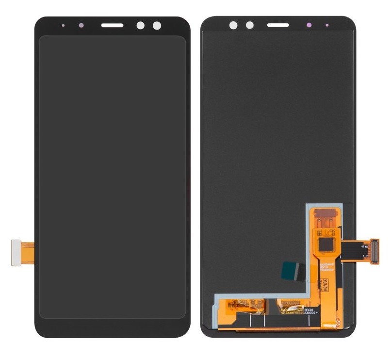 LCD screen Samsung A530 A8 (2018) ar touch screen Melns OLED (real size)